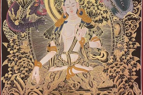 编号157-640771：黑金唐卡-白度母（25*20CM左右）