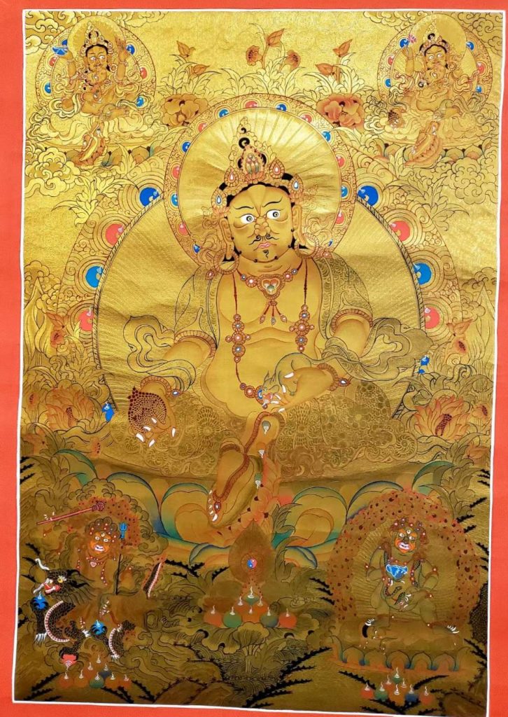 编号157-657750：黄金唐卡-五方财神（85*60CM左右）