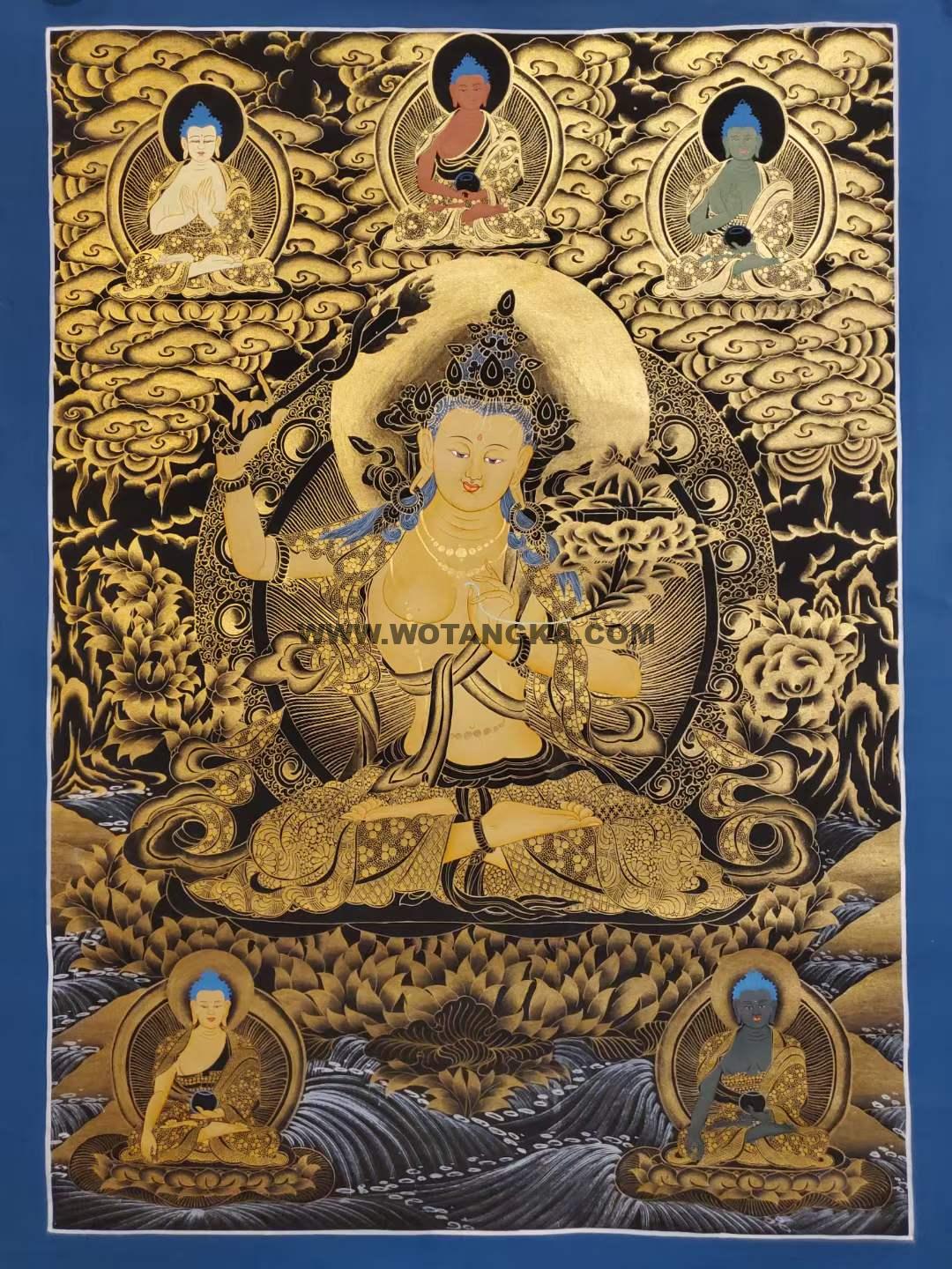 编号157-659899：黑金唐卡-文殊菩萨（65*40CM左右）