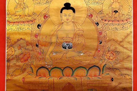 编号157-681623：黄金唐卡-药师佛（85*60CM左右）