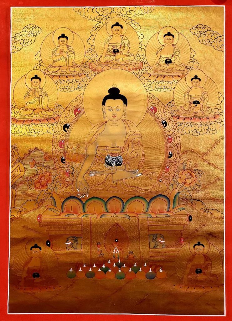 编号157-681623：黄金唐卡-药师佛（85*60CM左右）