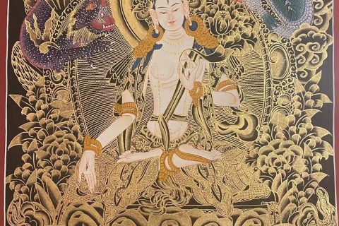 编号157-718670：黑金唐卡-白度母（25*20CM左右）