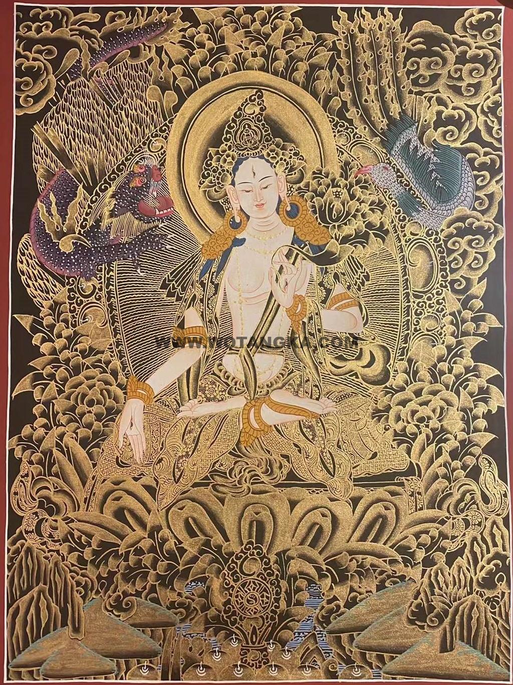 编号157-718670:黑金唐卡-白度母(25*20CM左右)
