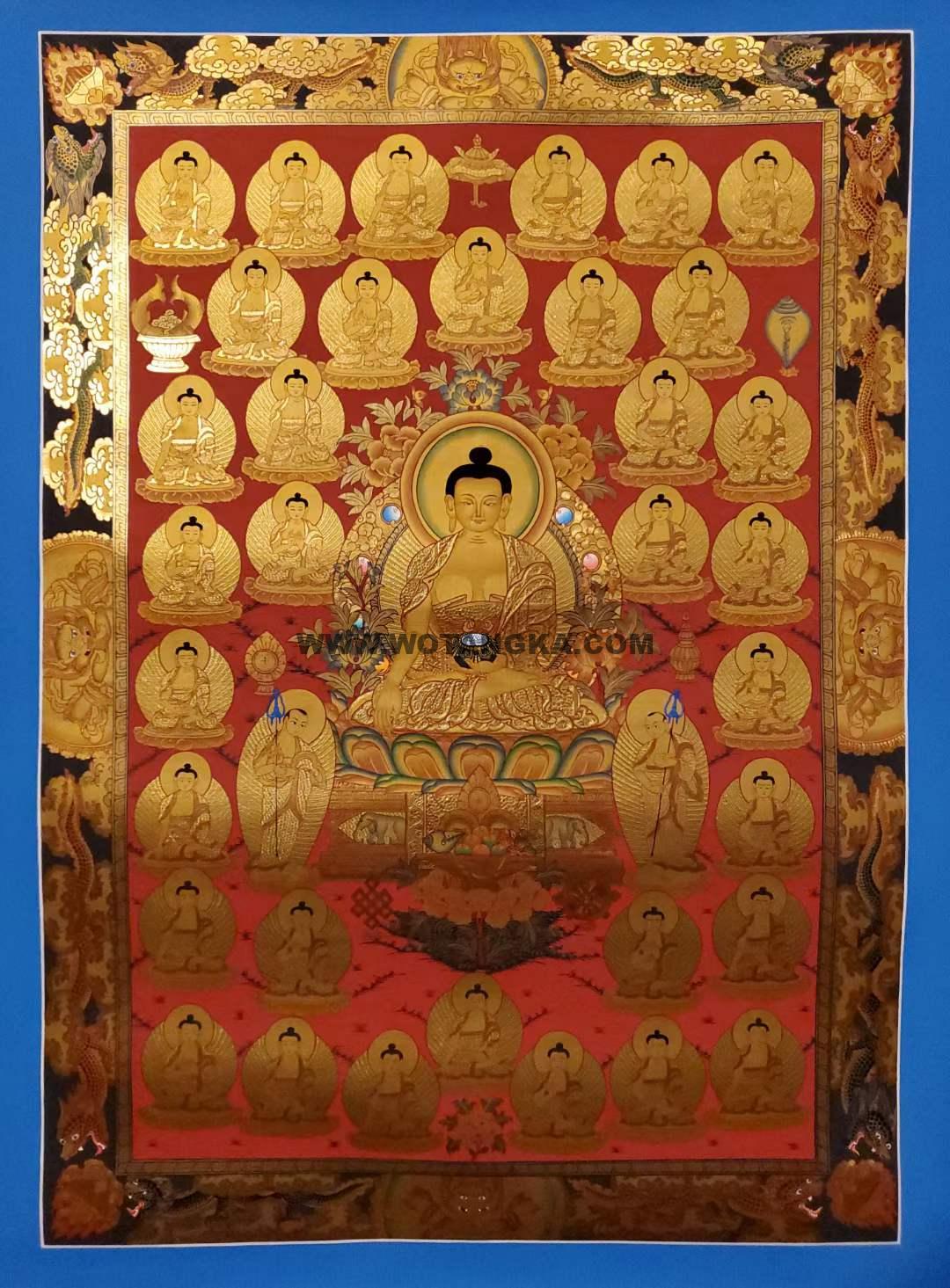 编号157-730754：黄金唐卡-释迦牟尼佛·三十五佛（75*55CM左右）