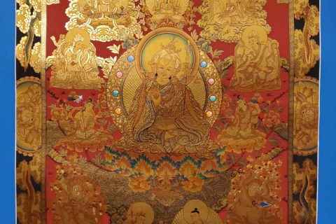 编号157-738030：黄金唐卡-莲花生大士·莲师八相（75*55CM左右）