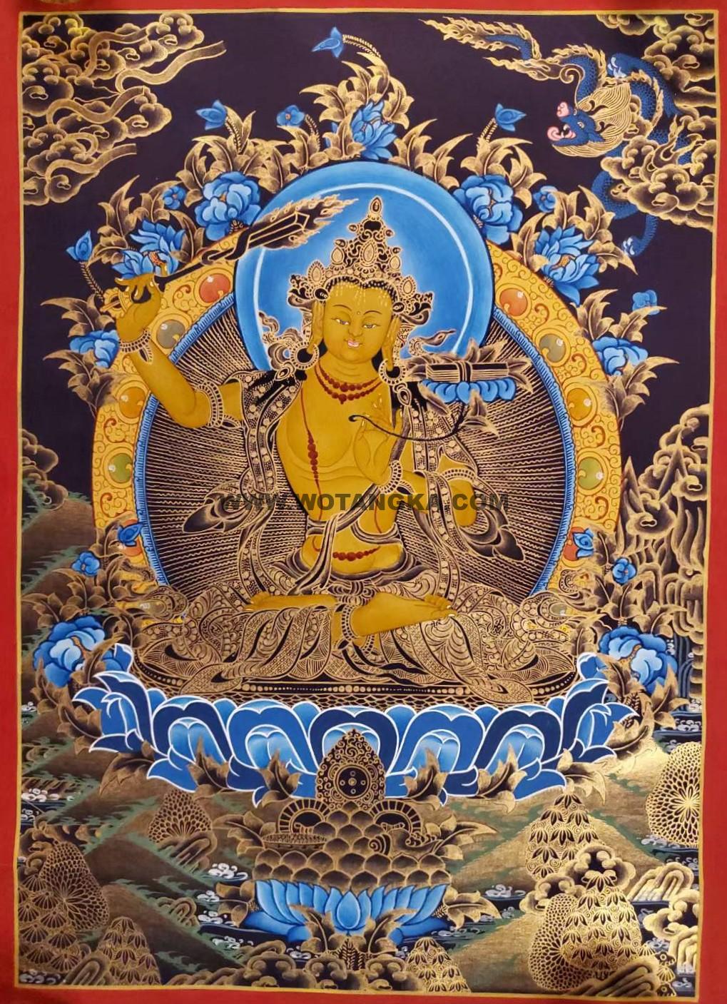 编号157-740836：黑金唐卡-文殊菩萨（45*35CM左右）