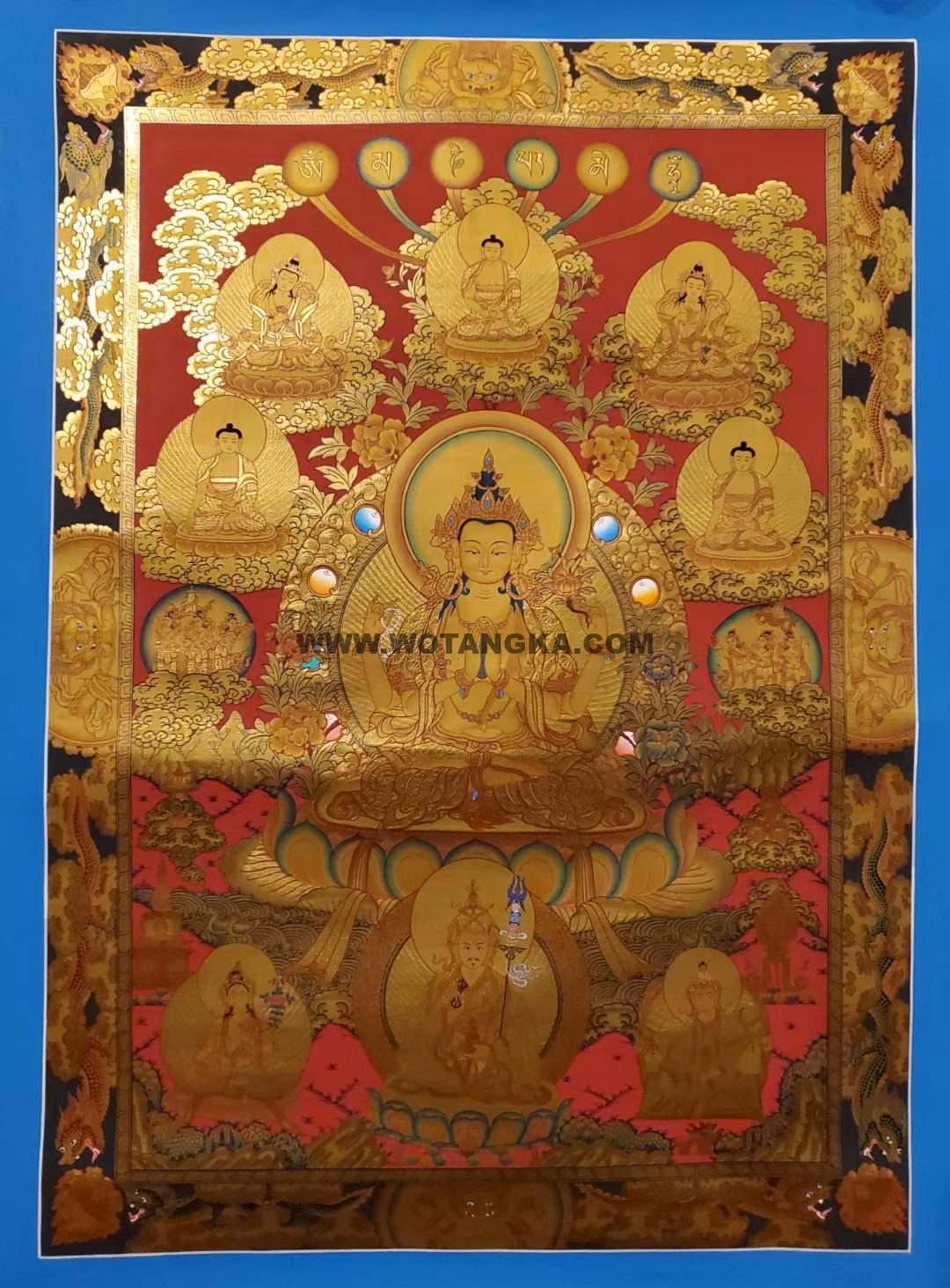 编号157-807909：黄金唐卡-四臂观音（75*55CM左右）