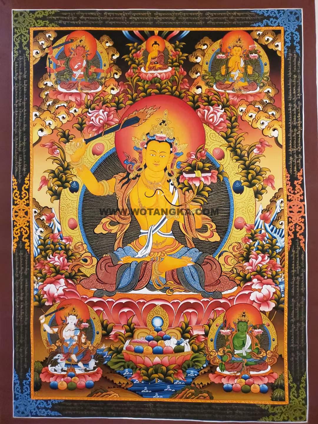 编号157-853124：彩绘唐卡-文殊菩萨·五部文殊（100*70CM左右）