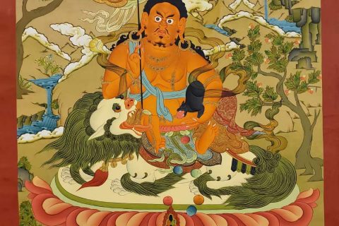 编号157-857347：彩绘唐卡-财宝天王（75*55CM左右）