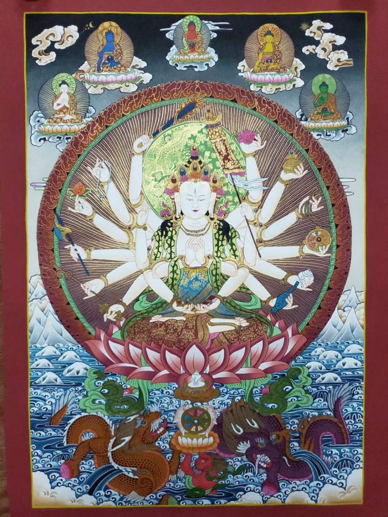 编号157-863805：彩绘唐卡-准提佛母（75*50CM左右）
