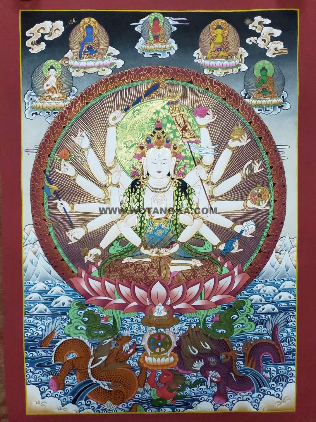 编号157-863805:彩绘唐卡-准提佛母(75*50CM左右)