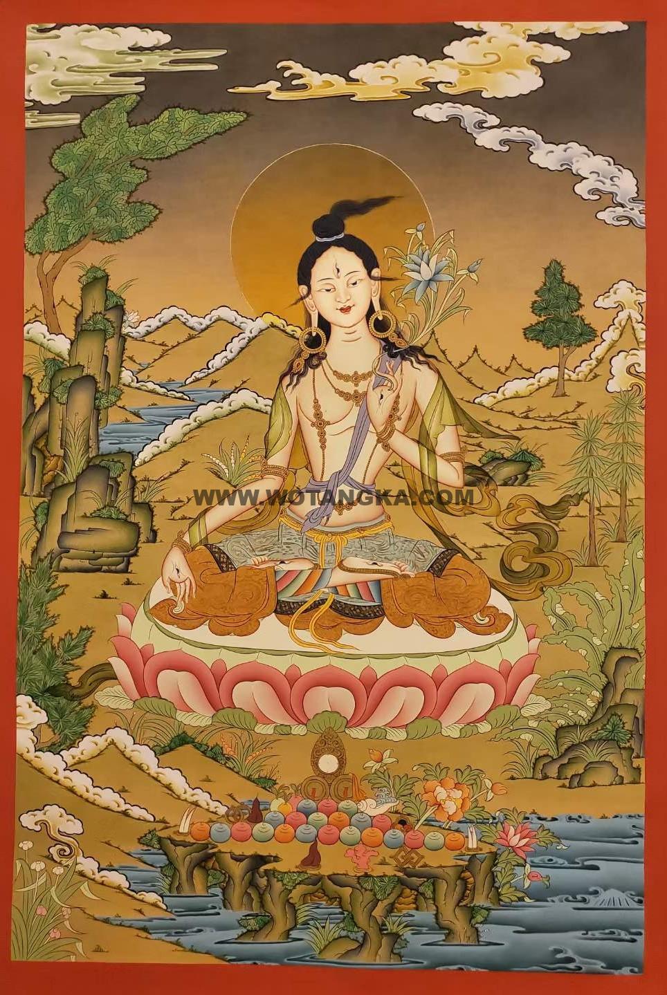 编号157-898383：彩绘唐卡-白度母（75*55CM左右）