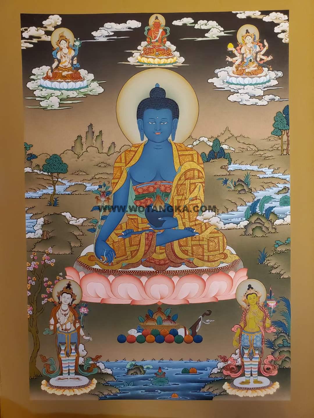 编号157-912240：彩绘唐卡-药师佛（75*55CM左右）