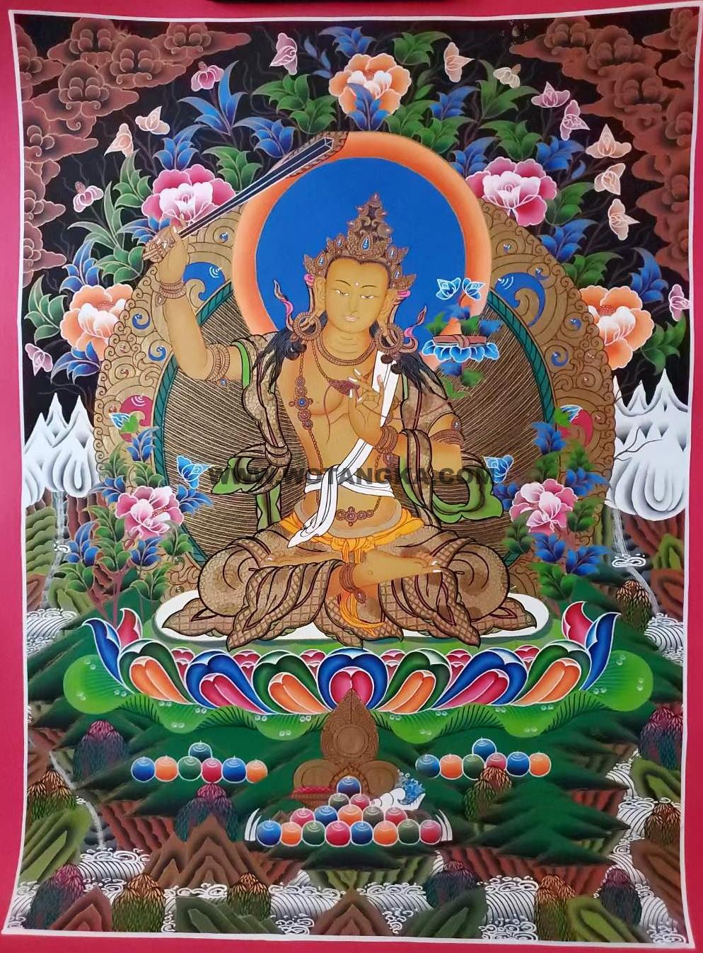 编号157-964417：彩绘唐卡-文殊菩萨（75*55CM左右）