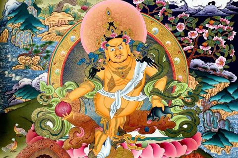 编号157-986420：彩绘唐卡-五方财神（100*70CM左右）