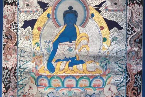 编号157-988715：白银唐卡-药师佛（75*55CM左右）