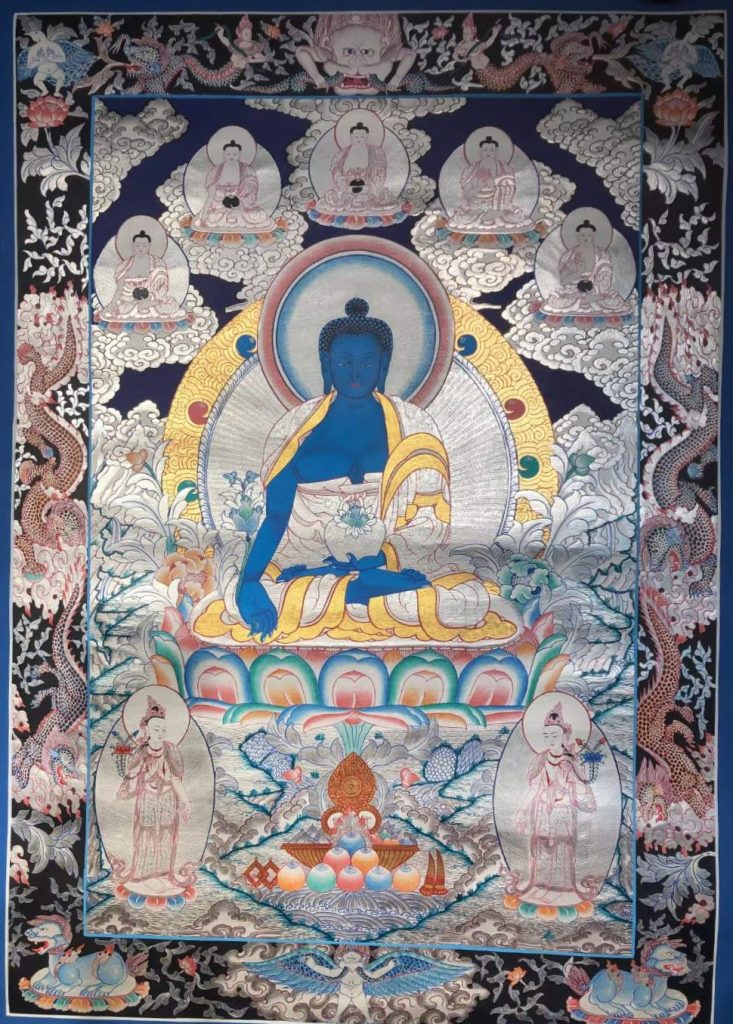 编号157-988715：白银唐卡-药师佛（75*55CM左右）