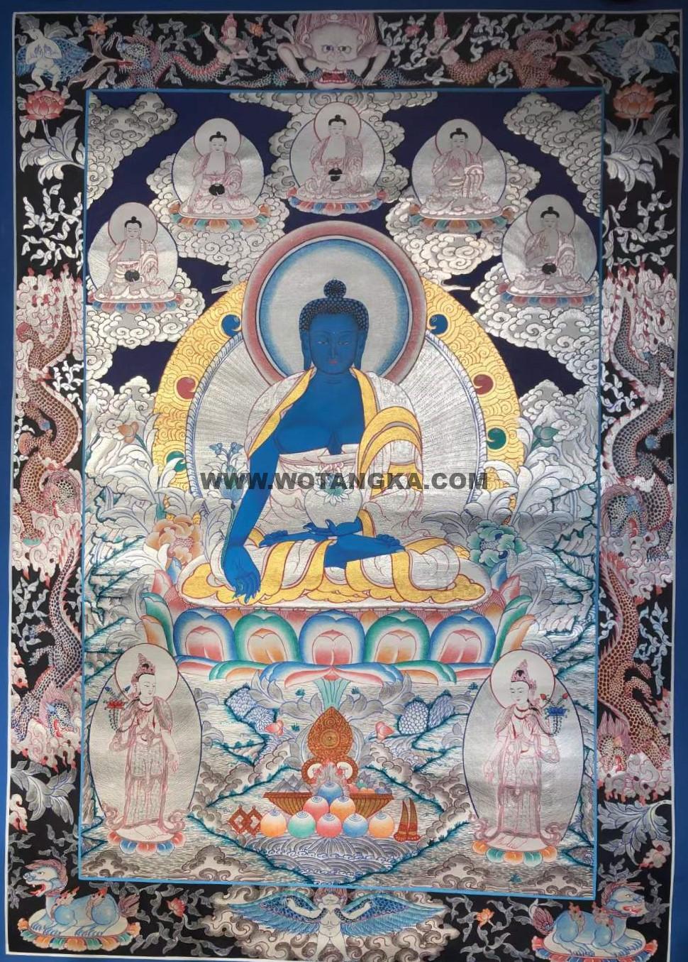 编号157-988715：白银唐卡-药师佛（75*55CM左右）