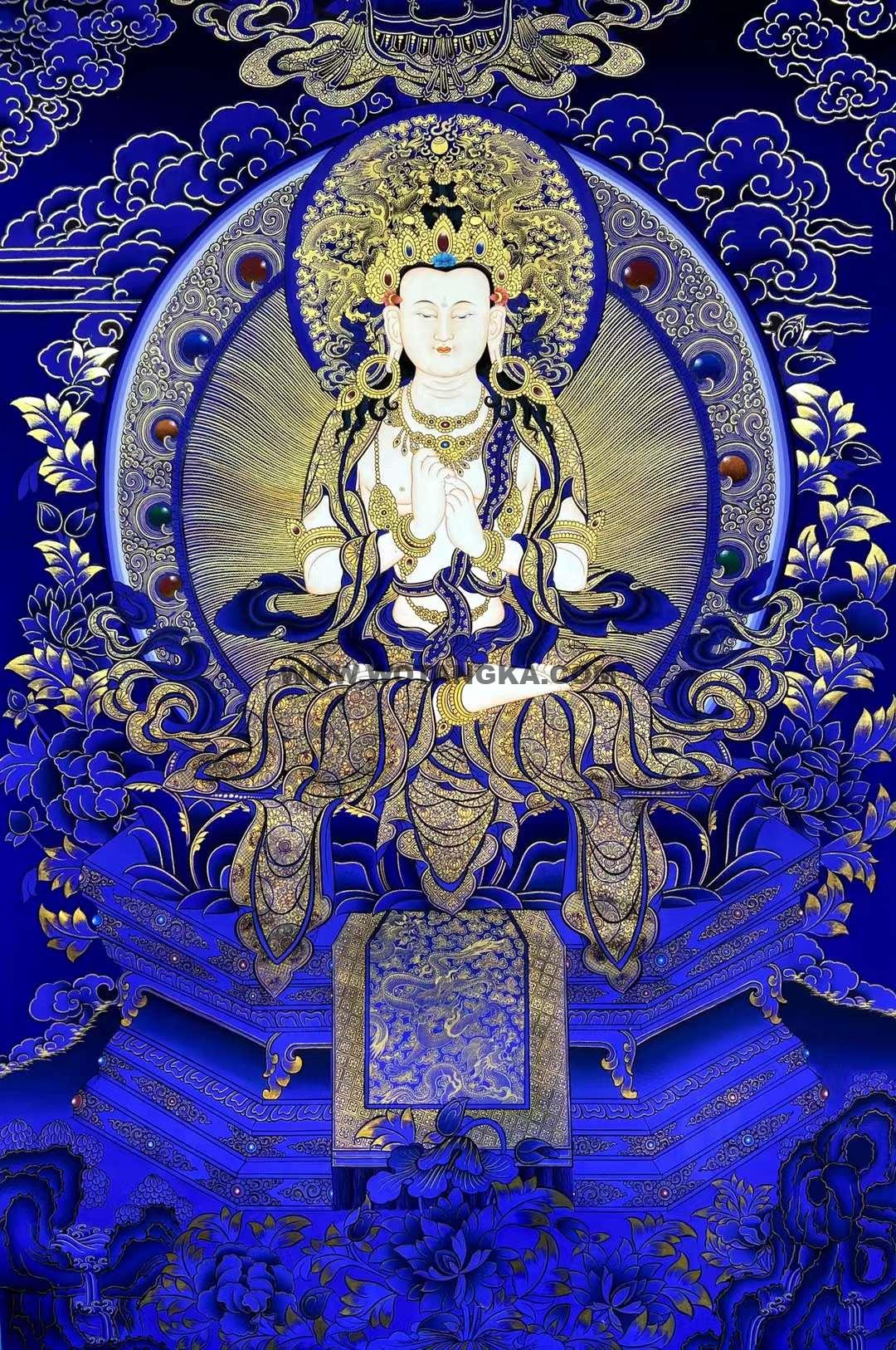 编号158-100011:蓝金唐卡-大日如来(75*55CM左右)