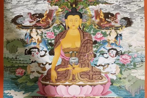 编号158-118334：彩绘唐卡-释迦牟尼佛（90*65CM左右）