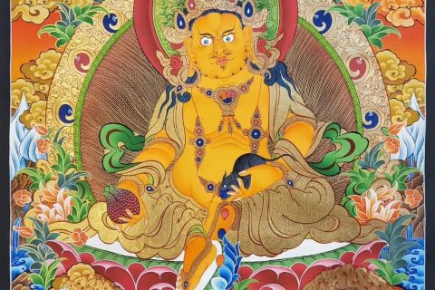 编号158-120772：彩绘唐卡-五方财神（100*70CM左右）
