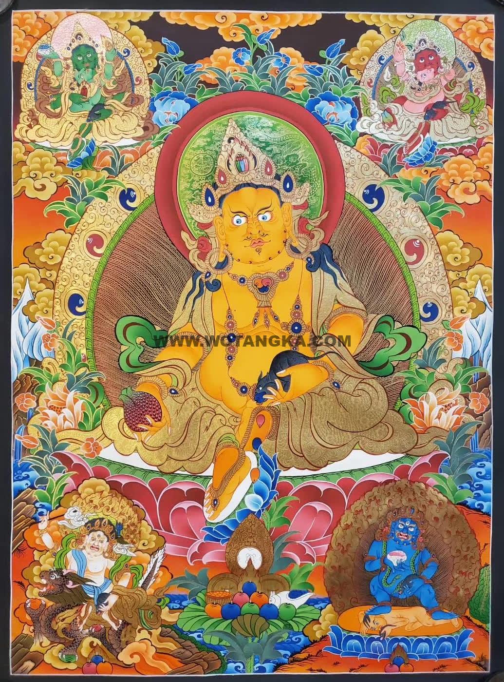 编号158-120772：彩绘唐卡-五方财神（100*70CM左右）