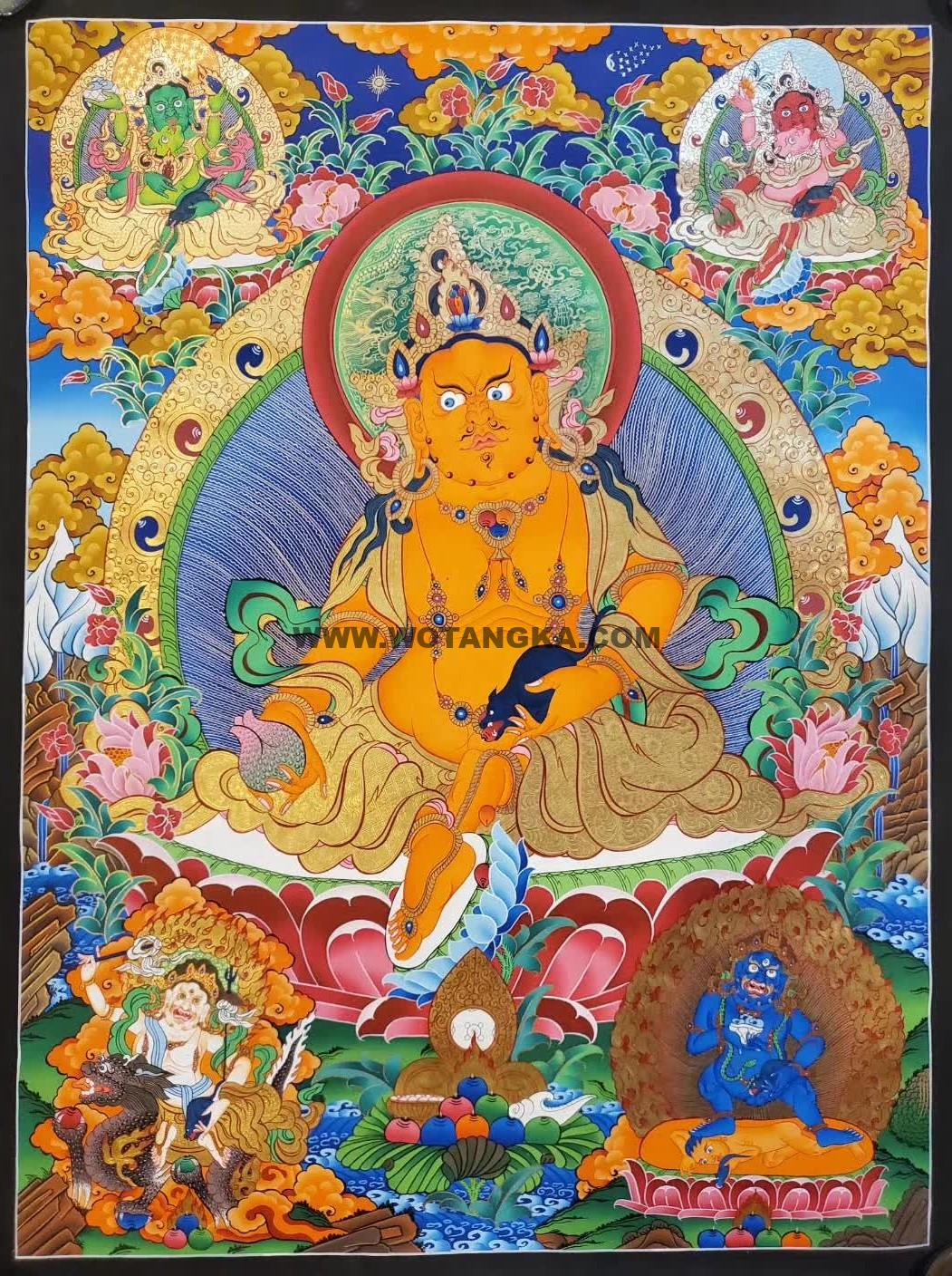 编号158-125912:彩绘唐卡-五方财神(100*70CM左右)