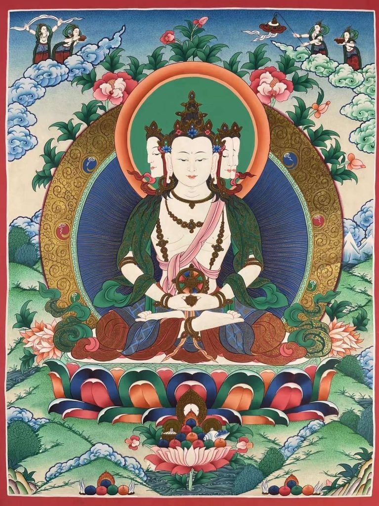 编号158-372030：彩绘唐卡-四面大日如来（60*45CM左右）