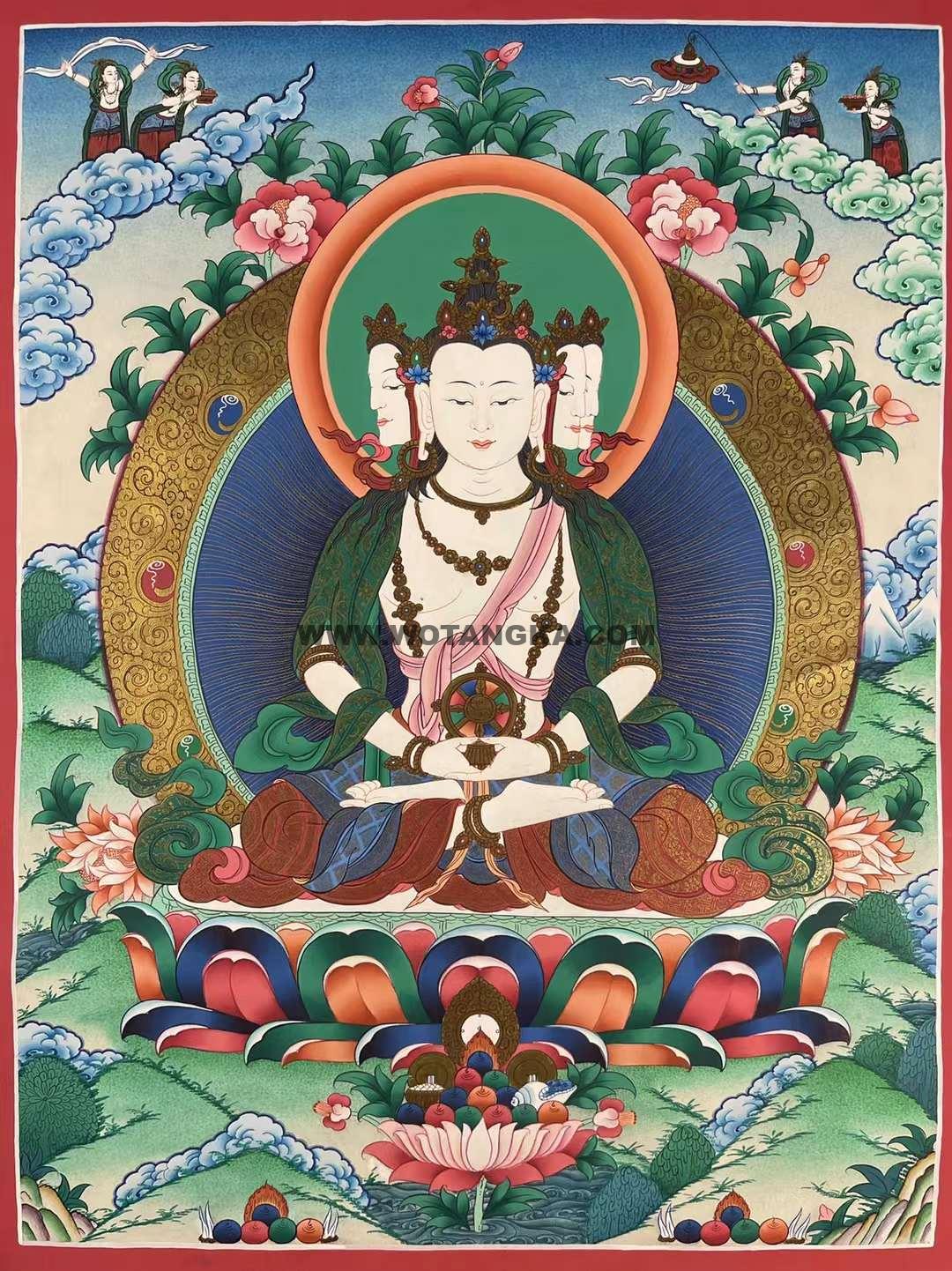 编号158-372030:彩绘唐卡-四面大日如来(60*45CM左右)