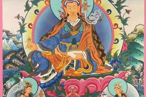 编号158-505701：彩绘唐卡-莲花生大士（110*85CM左右）