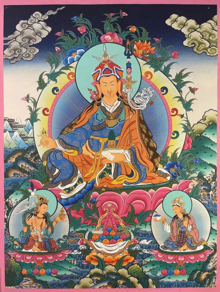 编号158-505701：彩绘唐卡-莲花生大士（110*85CM左右）