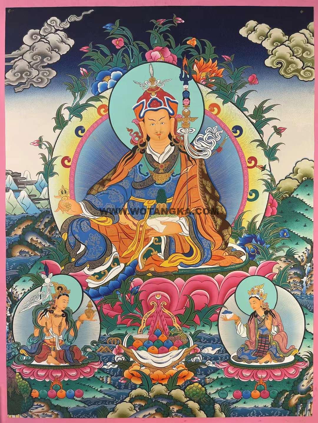 编号158-505701:彩绘唐卡-莲花生大士(110*85CM左右)