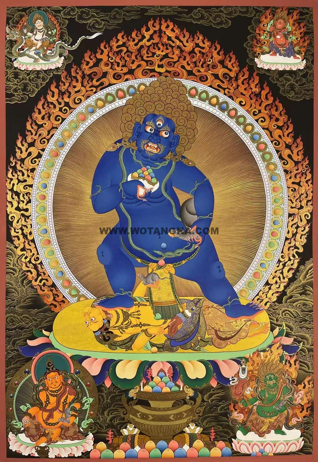 编号158-568636:彩绘唐卡-黑财神·五方财神(100*70CM左右)