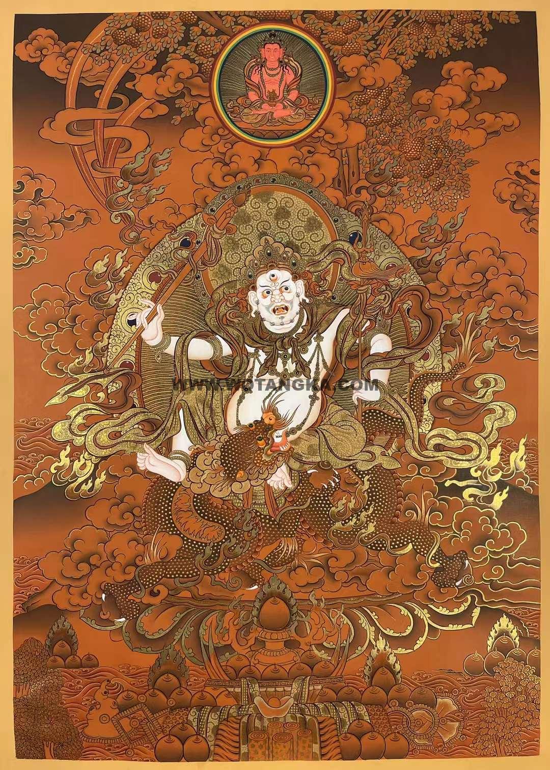 编号158-601122：红金唐卡-白财神（75*55CM左右）