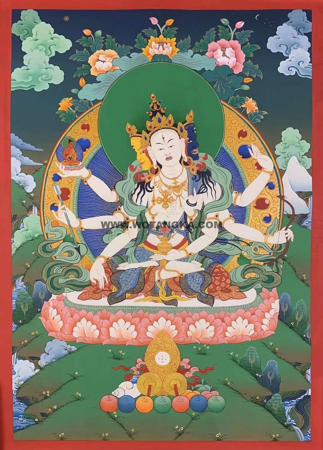 编号158-734844:彩绘唐卡-尊胜佛母(65*45CM左右)