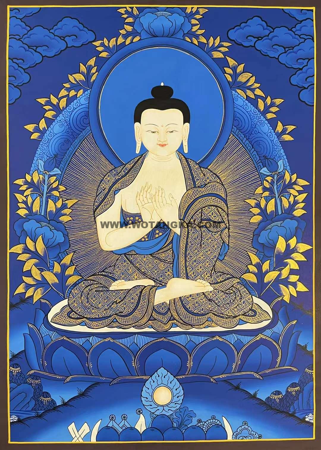 编号158-826578：蓝金唐卡-大日如来（65*40CM左右）