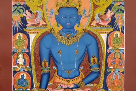 编号158-888553：彩绘唐卡-五方佛·不动如来（65*45CM左右）