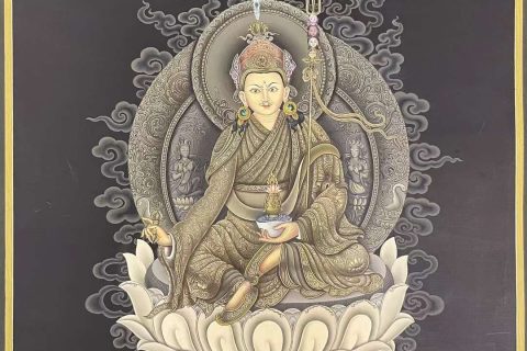 编号160-119615：彩绘唐卡-莲花生大士（55*40CM左右）