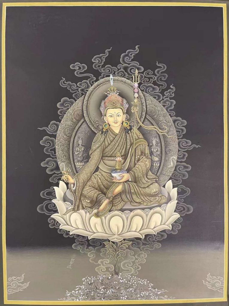 编号160-119615：彩绘唐卡-莲花生大士（55*40CM左右）