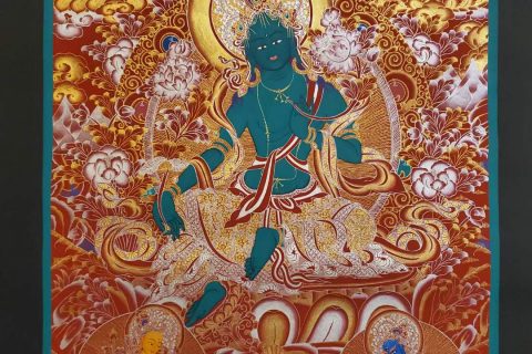 编号160-138830：红金唐卡-绿度母（100*70CM左右）