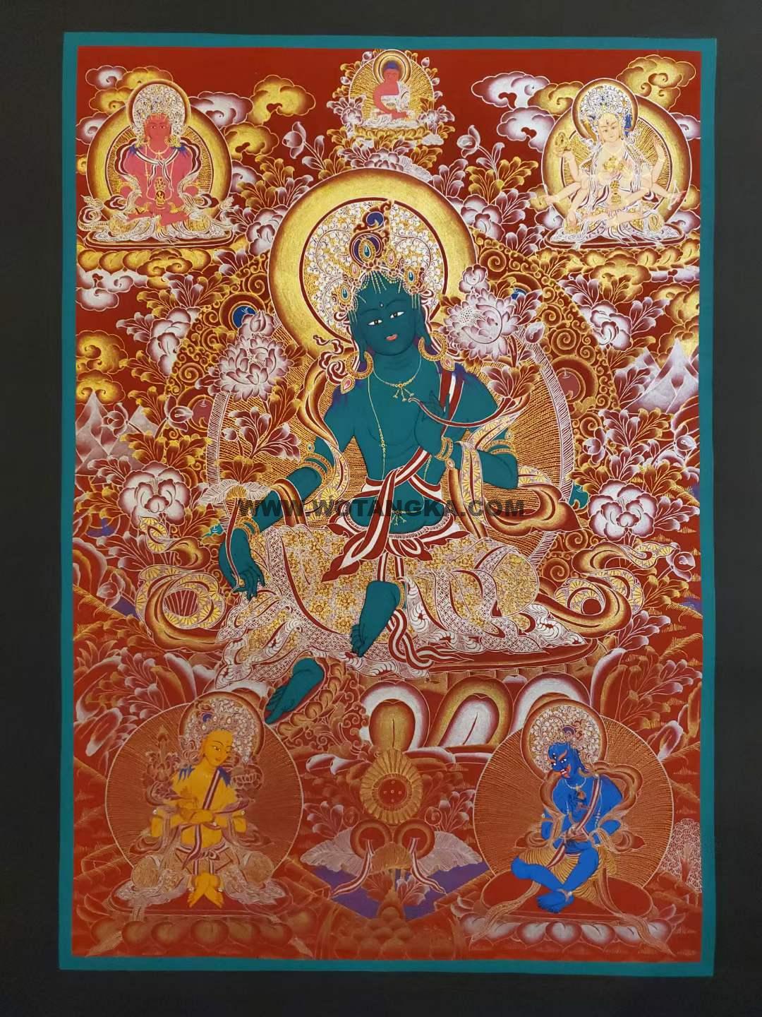 编号160-138830：红金唐卡-绿度母（100*70CM左右）