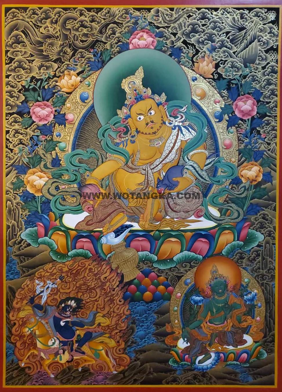 编号160-160293：彩绘唐卡-黄财神（100*70CM左右）