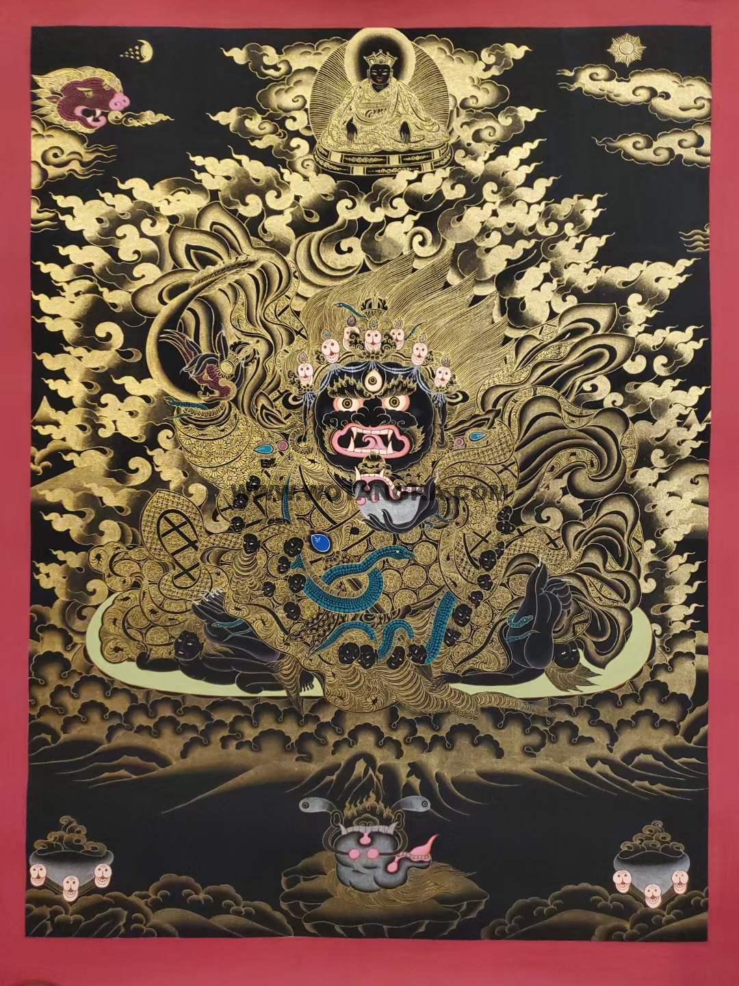 编号160-244542:黑金唐卡-黑袍金刚护法(65*40CM左右)