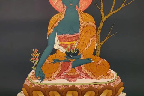 编号160-247662：彩绘唐卡-药师佛（75*55CM左右）