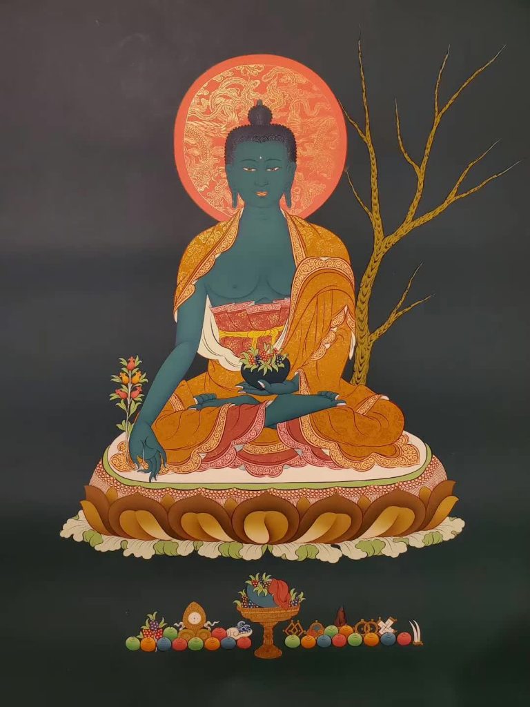 编号160-247662：彩绘唐卡-药师佛（75*55CM左右）