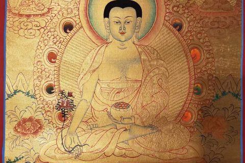 编号160-290379：黄金唐卡-药师佛（55*40CM左右）