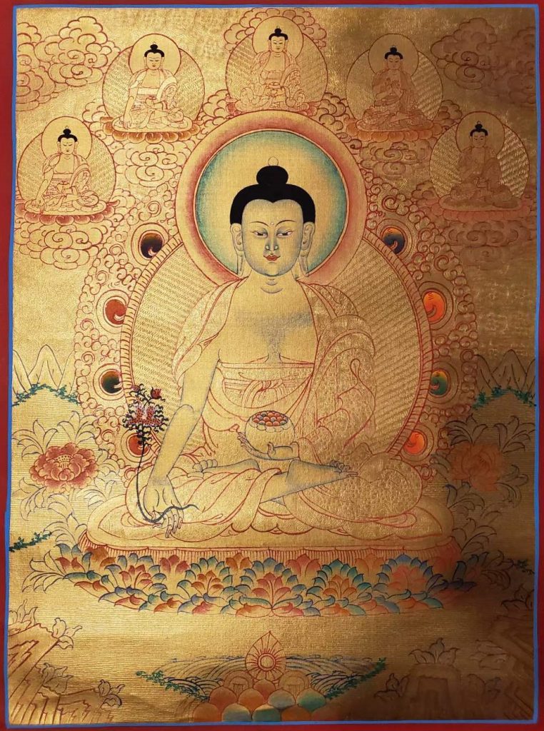 编号160-290379：黄金唐卡-药师佛（55*40CM左右）