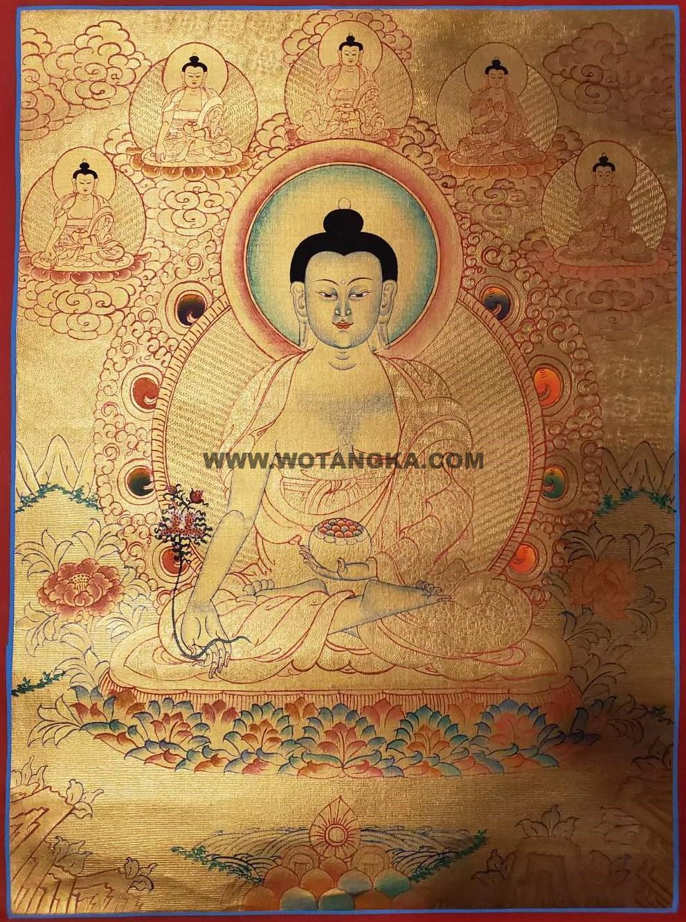 编号160-290379:黄金唐卡-药师佛(55*40CM左右)