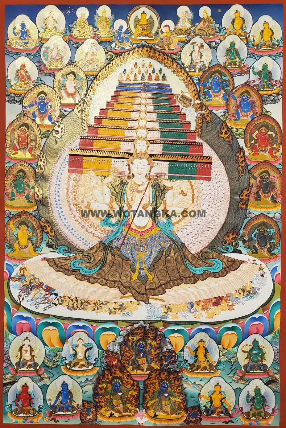 编号160-305990：彩绘唐卡-大白伞盖佛母（110*70CM左右）