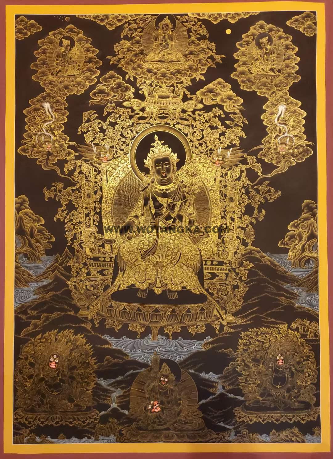 编号160-341726：黑金唐卡-天冠弥勒佛（90*60CM左右）